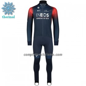 Completo Maglia ML + Pantaloncino con bretelle ML 2023 INEOS Grenadiers Winter Invernale Blu Scuro